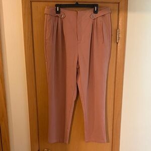 Paisie Women's Button Detail Straight Leg Trousers Pants New Dusty Rose Pink 12